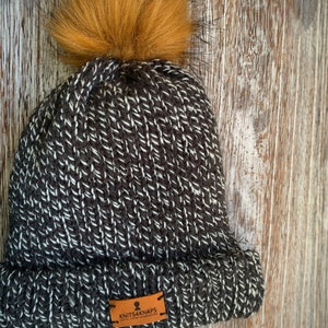 Satin Lined Knitted Toque pompom to lock in moisture pepper