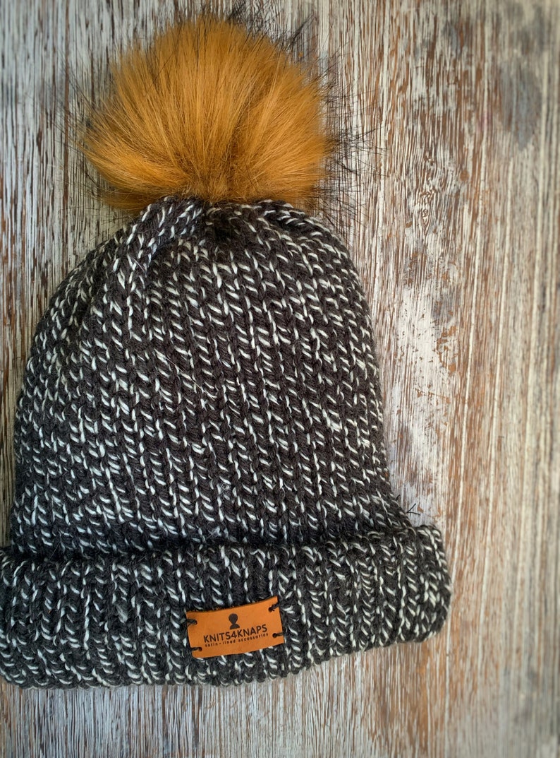 Satin Lined Knitted Toque pompom to lock in moisture pepper