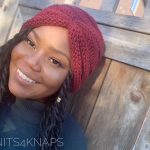 Satin Lined Beanie knitted (turban style) lock in moisture