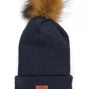 Satin Lined  Knitted Beanie (pompom)  to lock in moisture