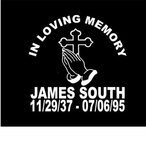 In Loving Memory Car Decal, Personalized Memorial Decal, Memorial Decal, In Loving Memory With Cross, In Loving Memory With Praying Hands
