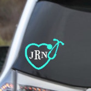 Stethoscope Nurse Decal, Monogrammed Nurse Decal, Car Decal, Laptop Decal image 2