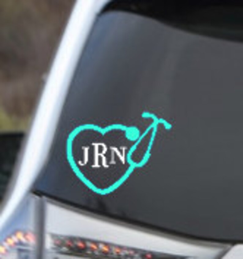 Stethoscope Nurse Decal, Monogrammed Nurse Decal, Car Decal, Laptop Decal image 2