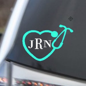 Stethoscope Nurse Decal, Monogrammed Nurse Decal, Car Decal, Laptop Decal image 1