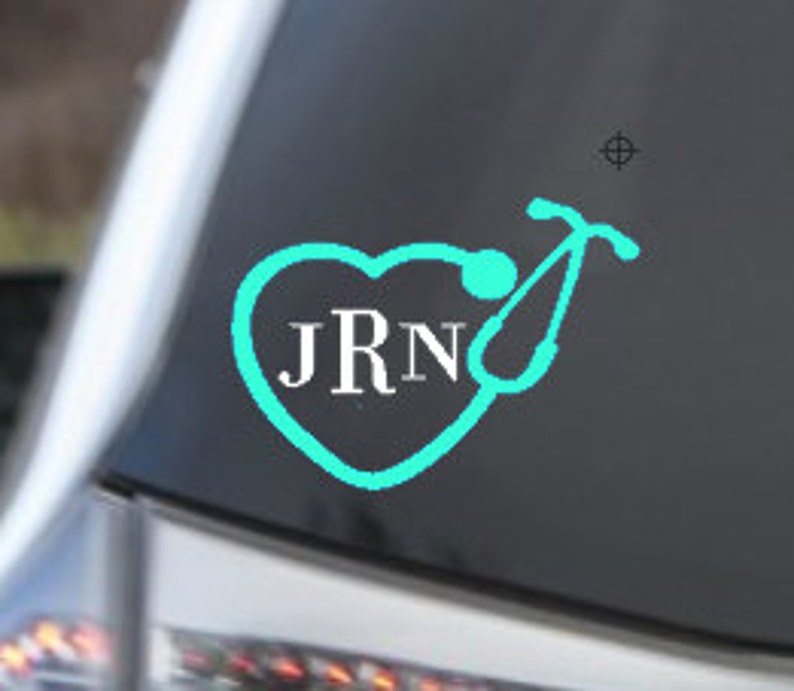 Stethoscope Nurse Decal, Monogrammed Nurse Decal, Car Decal, Laptop Decal image 1