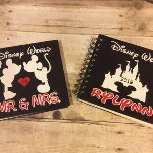 5 1/2 x 8 1/2 inch Personalized Disney Autograph Book, Disney World, Disney Land or Disney Cruise, Mickey and Minnie Mouse Book, Honeymoon image 2