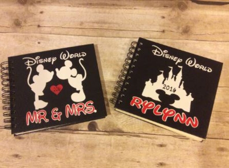 5 1/2 x 8 1/2 inch Personalized Disney Autograph Book, Disney World, Disney Land or Disney Cruise, Mickey and Minnie Mouse Book, Honeymoon image 2