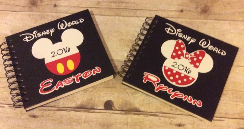 5 1/2 x 8 1/2 inch Personalized Disney Autograph Book, Disney World, Disney Land or Disney Cruise, Mickey and Minnie Mouse Book, Honeymoon image 1