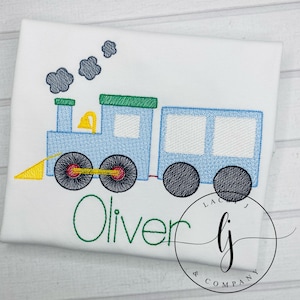 Boy&#39;s Embroidery Train Shirt- Boy&#39;s Train Shirt- Choo Choo Train- Train Birthday- Boy&#39;s Monogrammed Shirt- Personalized Shirt- Train Shirt