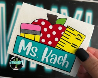 Teacher Monogram Decal | Educator Decal | Teacher Gift | Teacher Name Decal | Student Teacher Decal | Teacher Stickers | Laptop Decal