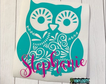 Aztec Owl Decal | Owl Decal | Personalized Owl Decal | Personalized Decal | Monogram | Cup Decal | Car Decal | Laptop Decal | Vinyl Decal