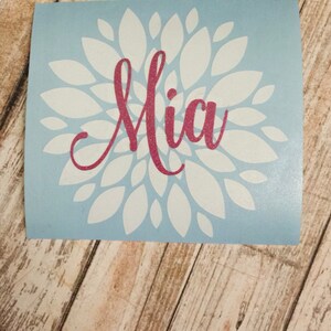 Personalized Flower Decal Floral Name Decal Personalized Decal Monogram Decal Monogram Cup Decal Car Decal Vinyl Decal image 2