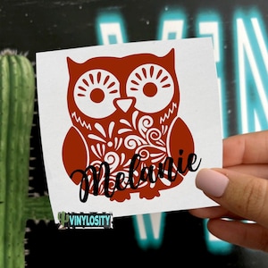 Aztec Owl Decal | Owl Decal | Personalized Owl Decal | Personalized Decal | Monogram | Cup Decal | Car Decal | Laptop Decal | Vinyl Decal