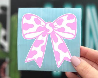 Cow Bow Decal | Bow Name Decal | Bow Sticker | Girly Decals | Coquette Decal | Custom Stickers | Bow Decal for Tumbler, Car, Laptop