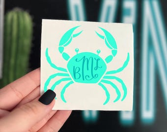 Crab Monogram Vinyl Decal | Crab sticker for tumbler, car, laptop, etc.