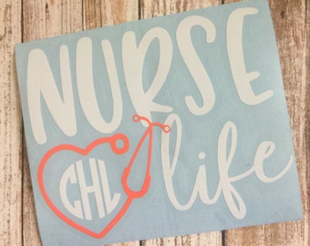 Nurse Life Decal | Nurse Decal | Stethoscope Decal | Nurse Car Decal | Water Bottle decal | Decal for Nurse | Decal | YETI Decal | Car Decal