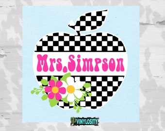 Teacher Vinyl Decal | Floral Apple Monogram Decal | Personalized Teacher Decal | Monogram Decal | Tumbler Sticker | Car Decal | Vinyl Decal