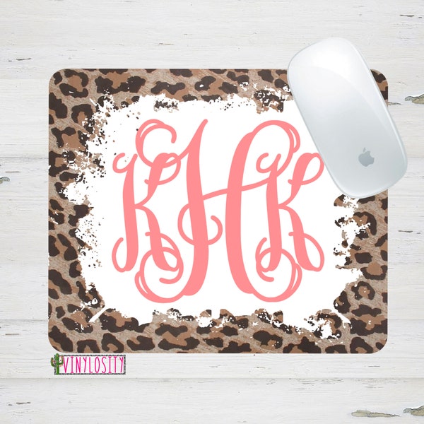 Leopard Print Monogram Mouse Pad | Mouse Pad | Personalized Mouse Pad | Custom Mouse Pad | Office Supplies | Desk Accessories