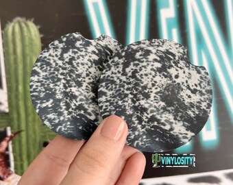 Faux Cowhide Print Car Coasters - Set of 2