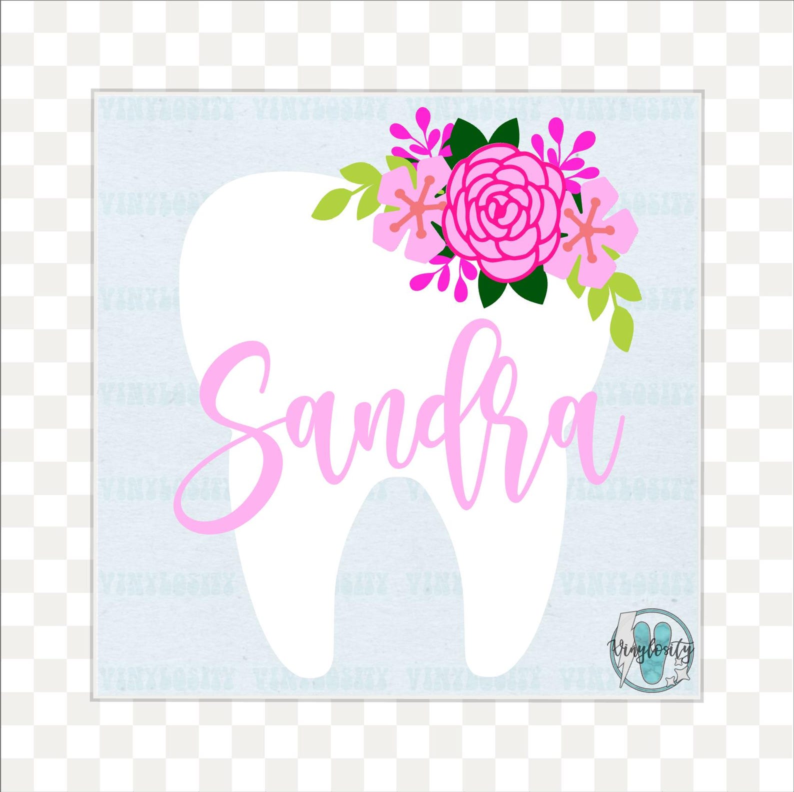 Floral Tooth Vinyl Decal | Dentist Monogram | Dental Hygienist Monogram ...