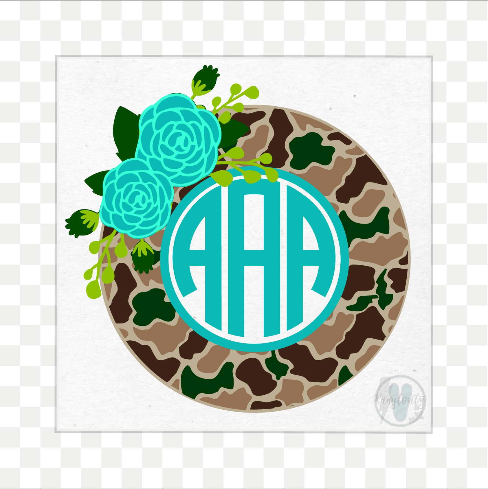 Floral Camouflage Monogram Decal | Floral Camo Monogram | Personalized ...