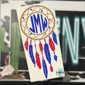 Dreamcatcher Decal | Dreamcatcher Monogram | Boho Decal | Vinyl Decal | Cup Decal | Car Decal | Laptop Decal | Monogram Decal| Custom Decal