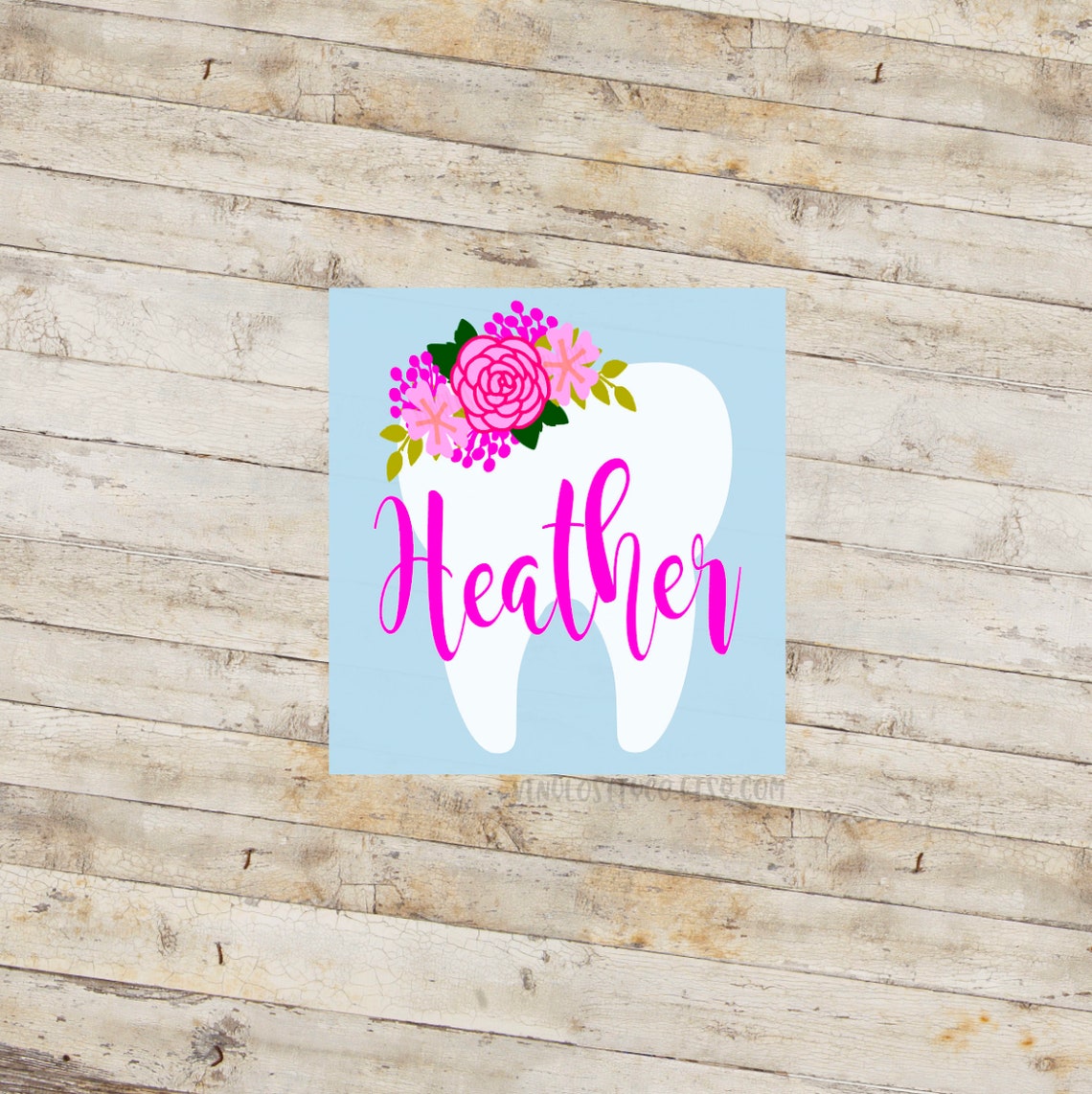 Floral Tooth Vinyl Decal Dentist Monogram Dental Hygienist - Etsy