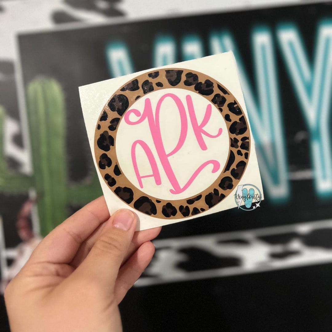 Monogram Leopard Leopard Print Monogram Decal | Leopard Monogram | Personalized Decal ...