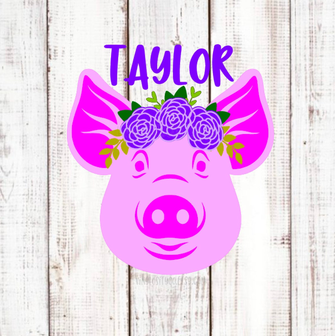 Floral Pig Decal Pig Monogram Pig Cup Decal Personalized Etsy
