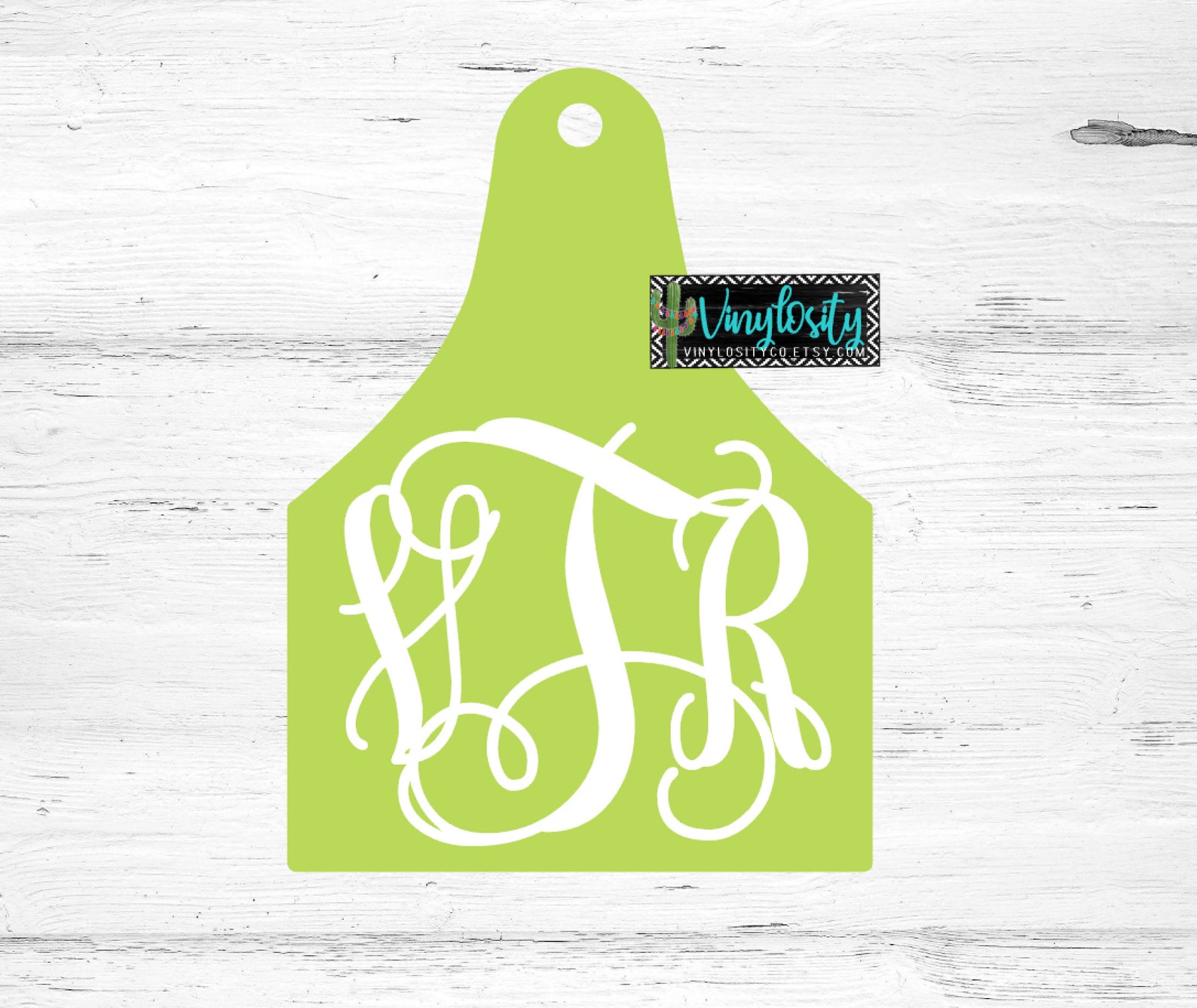 Cow Tag Monogram Vinyl Decal Cattle Ear Tag Decal Monogram Etsy