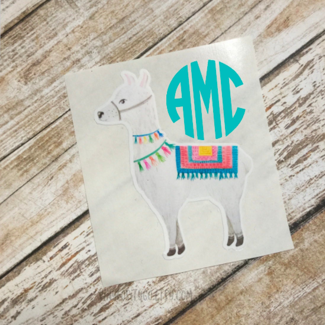 Llama Monogram Decal Floral Llama Monogram Decal Alpaca Etsy