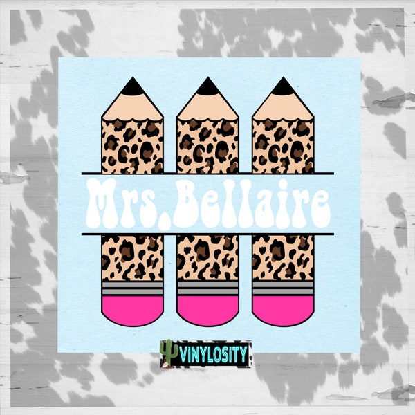 Personalized Teacher Decal | Leopard Pencil Monogram | Car Decal | Tumbler Stickers | Custom Decal | Laptop Stickers | VinylosityCo