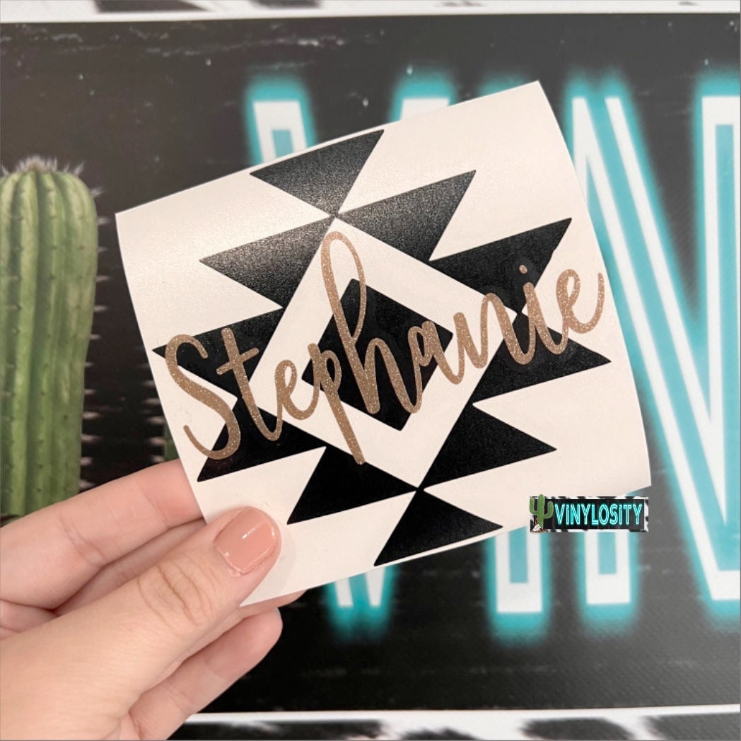 Aztec Monogram Decal | Tribal Name Decal | Navajo Print Decal | Custom ...
