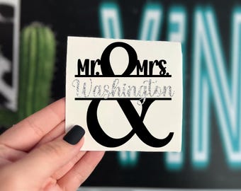 Custom Mr and Mrs Vinyl Decal | Wedding Monogram Sticker