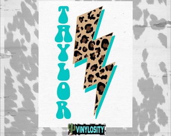 Personalized Leopard Lightning Decal | Lightning Monogram | Car Decal | Tumbler Stickers | Custom Decal | Laptop Stickers | VinylosityCo