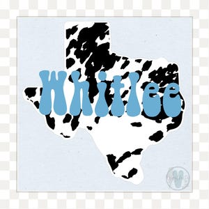 Personalized Cowhide Print State Decal | Custom Texas Decal | Cow Print Decal | Tumbler Sticker | Western Laptop Sticker