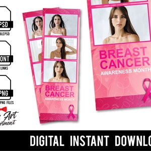 Tarjeta de fotomatón para eventos benéficos sobre el cáncer de mama 2x6