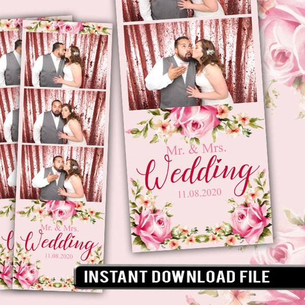 Roses are forever 2x5 Photo Booth Template for Wedding, Quinceanera, Sweet 16