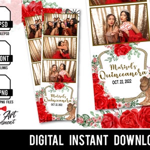 Plantilla de fotomatón Charro Quinceanera, plantilla de fotomatón de boda 2x6