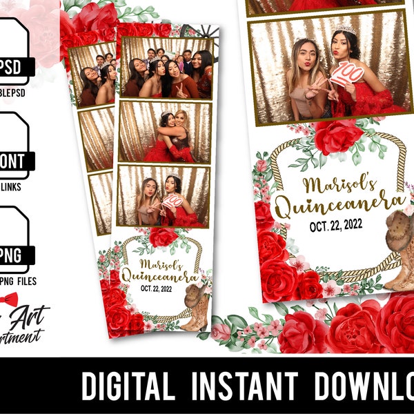 Charro Quinceanera Photo Booth Template, Wedding Photo Booth Template 2x6
