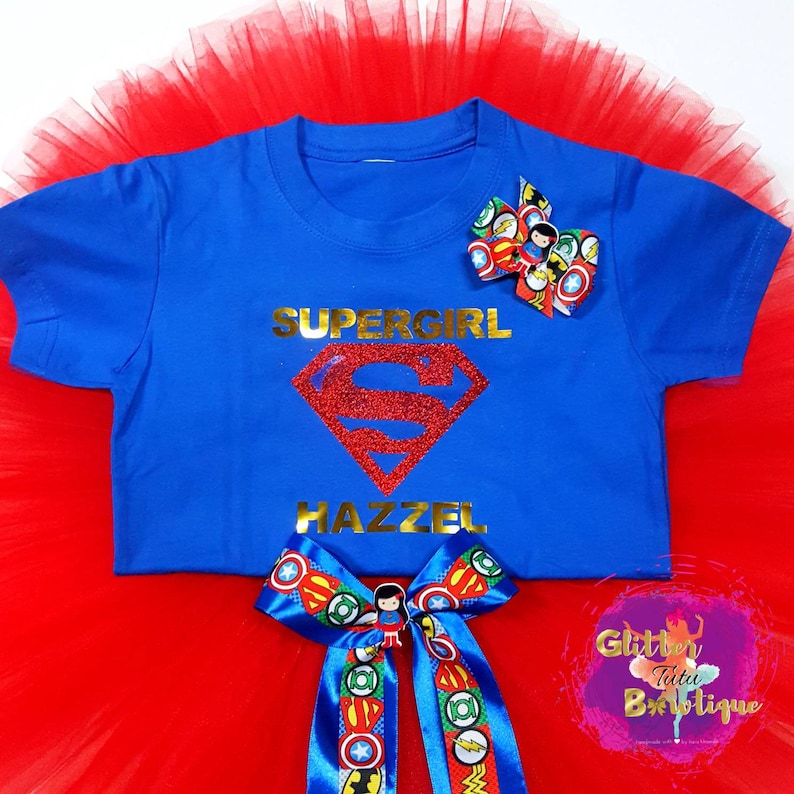 6Years Old Superhero Birthday Outfit Birthday Costume Birthday Dress DCComics Supergirl Red Tutu Skirt with Superman Top Set for 1Year