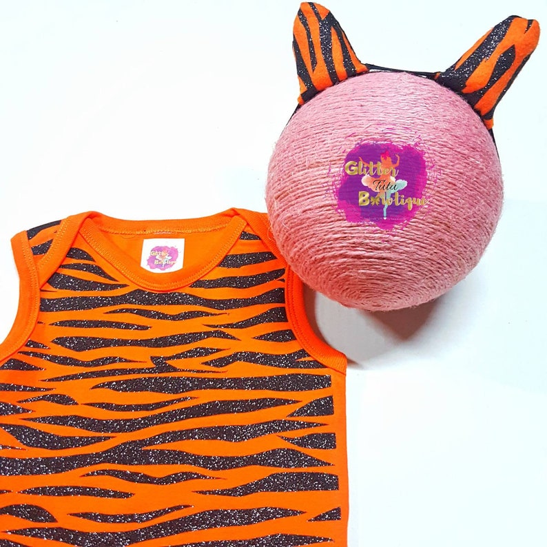 Tiger Onesies Orange Shirt Black Stripes Romper Animal T-Shirt Glitter Top for Girls and Boys Age 1-6 Years Old Baby Infant Toddler Kids