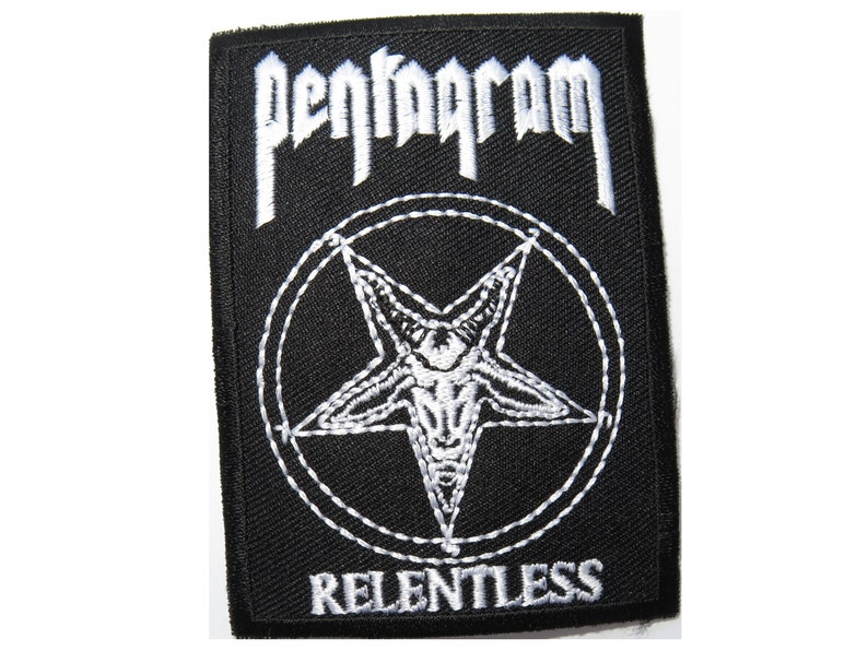 Pentagram Relentless Heavy Doom Metal Embroidered Sew On Iron On Patch 3/"
