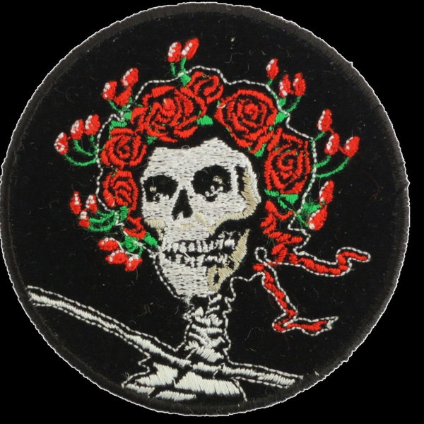 Vintage Grateful Dead Skelly Rose Skull  Sew On Embroidered Patch