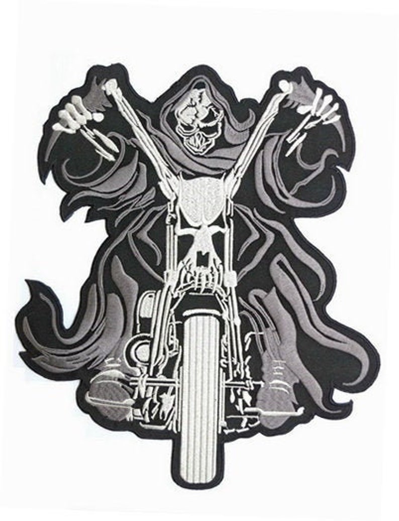 Grim Reaper Ghost Rider Death Biker Embroidered Giant XL Applique Back Patch Backpatch