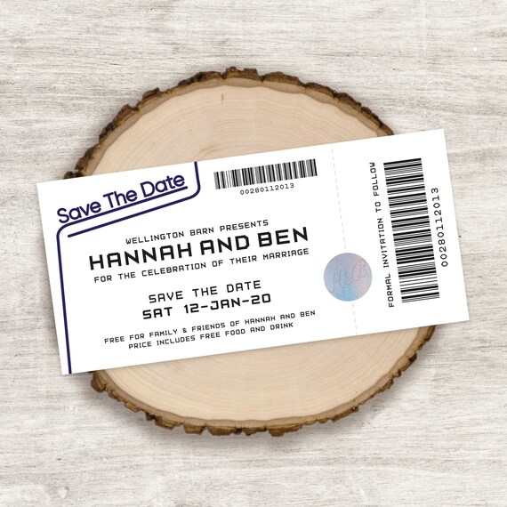 Digital Concert Ticket Wedding Save The Date Personalised Etsy