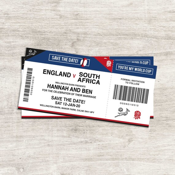 Rugby Ticket Wedding Save The Date You Re My World Cup Etsy