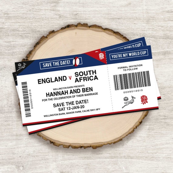 Rugby Ticket Wedding Save The Date You Re My World Cup Etsy