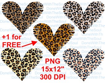 Distressed heart Leopard heart PNG Cheetah sublimation Heart sublimation Heart clip art Sublimation bundle 1 FREE file Valentines printable