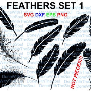 Feather set 1 - Feather clipart - Feather svg - Feather cut files - Feather vector - Digital files - Cut files - Svg eps dxf - Vector files